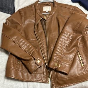 Leather jacket cognac